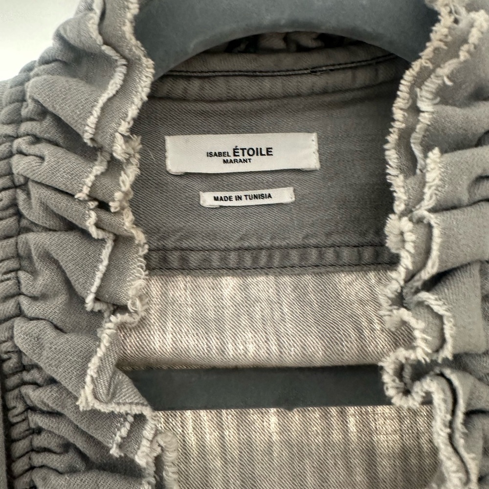 Gray Ruffled Jean Jacket - Picture 2 of 5